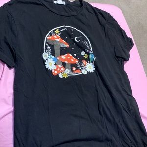 Black mushroom shirt. Size small adult